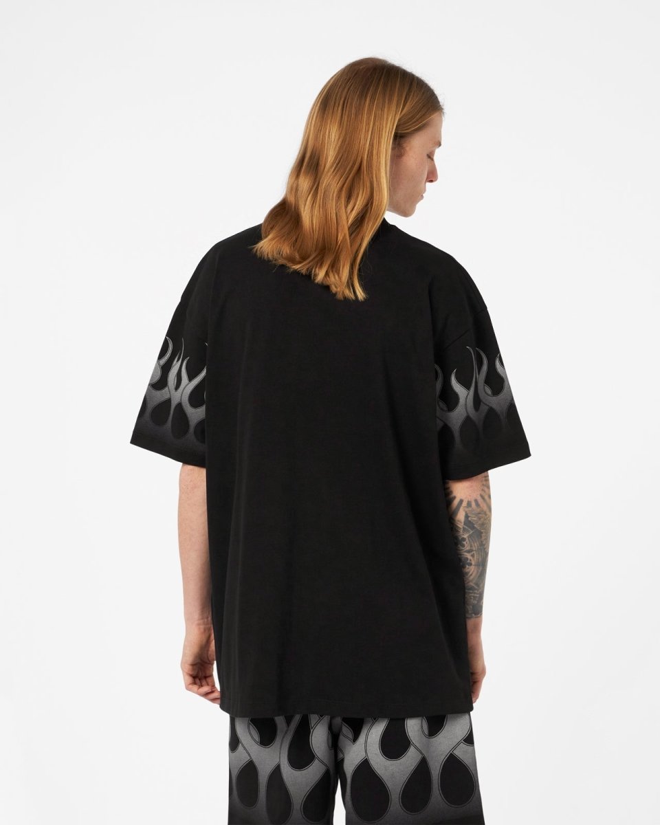 Vision Of Super BLACK T-SHIRT WITH GREY FLAMES Shopping Online