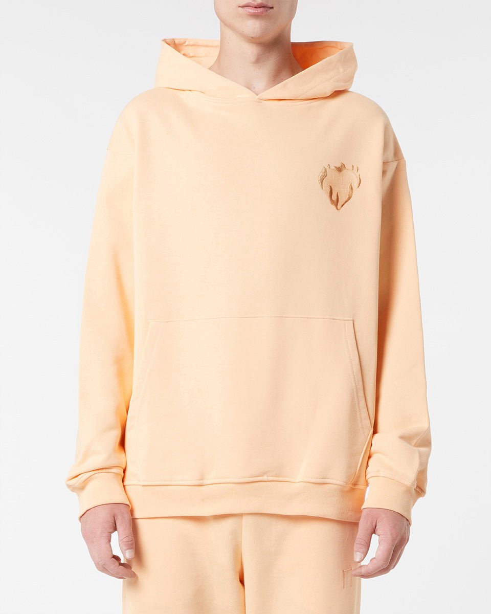 Vision Of Super PEACH HOODIE WITH EMBROIDERED FLAMING HEART Online