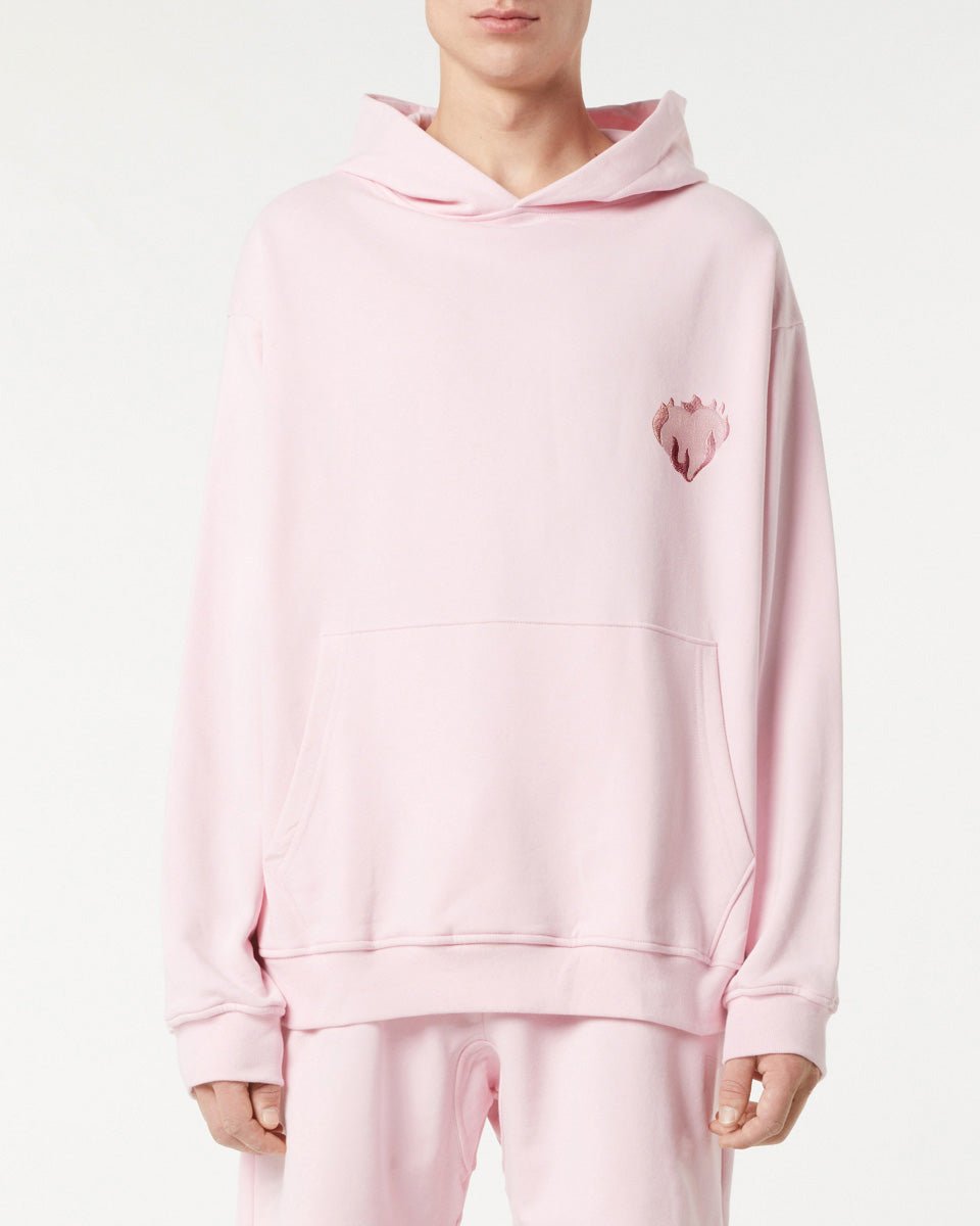 Vision Of Super PINK HOODIE WITH EMBROIDERED FLAMING HEART Offerte