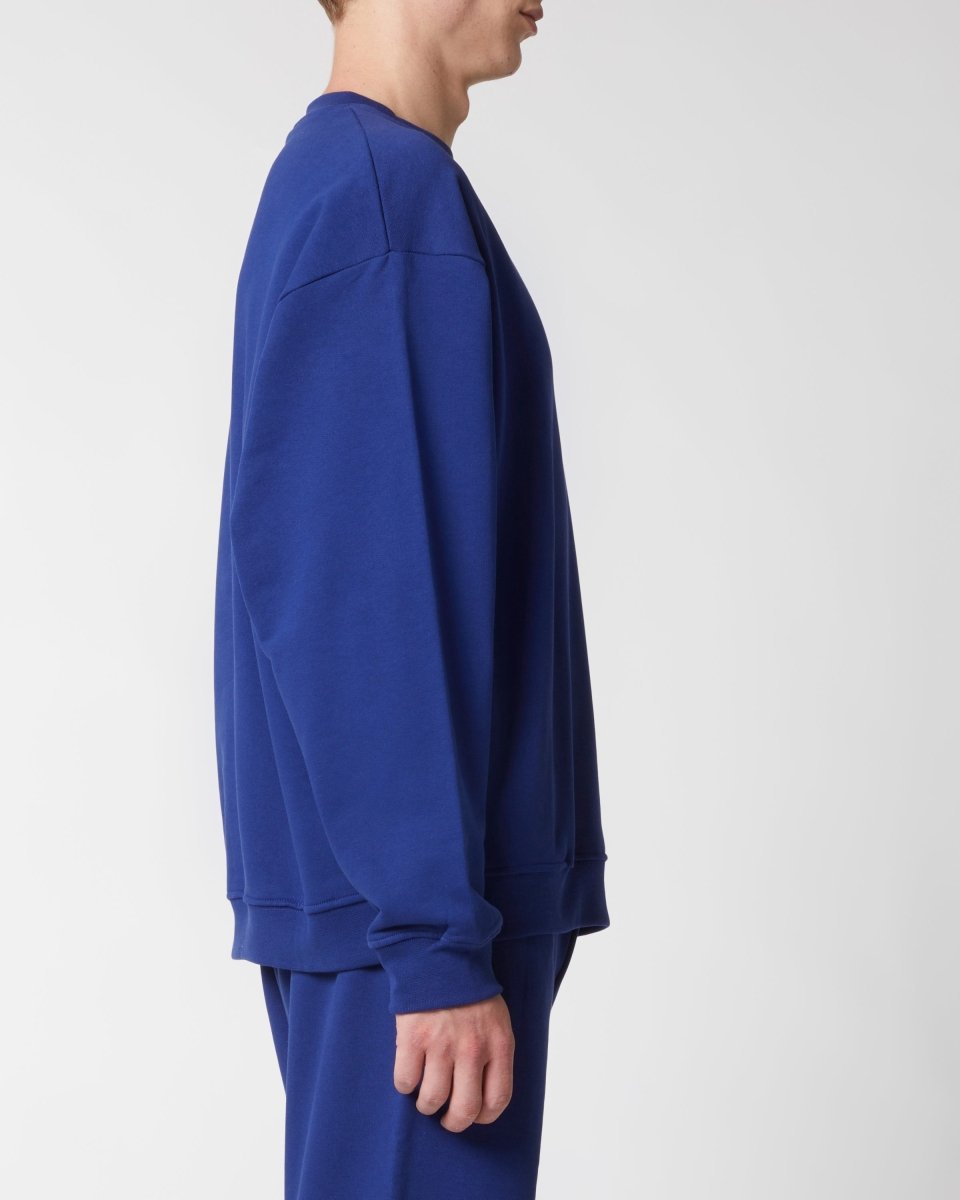 Vision Of Super BLUE CREWNECK WITH EMBROIDERED FLAMING HEART Hotsell