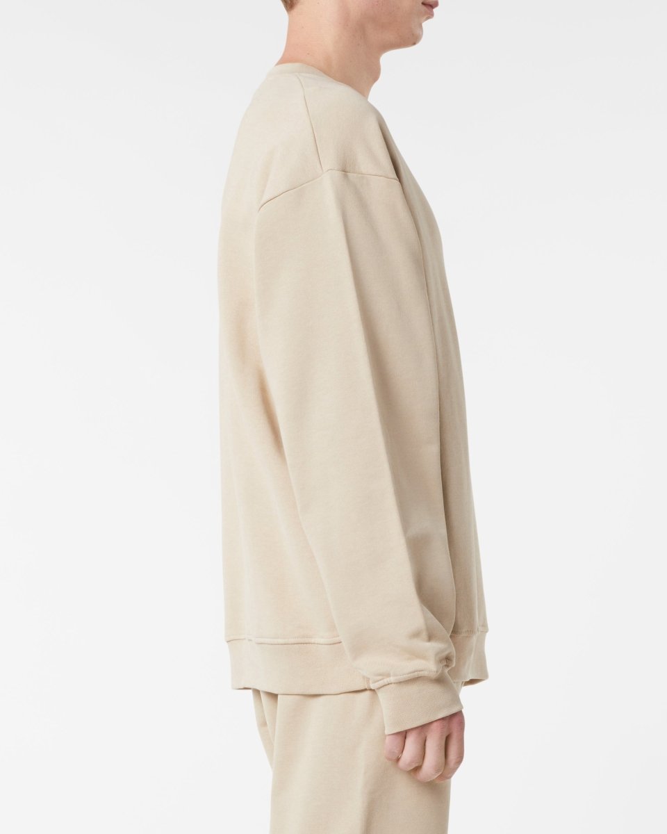Vision Of Super LIGHT BROWN CREWNECK WITH EMBROIDERED FLAMING HEART Vendita Calda