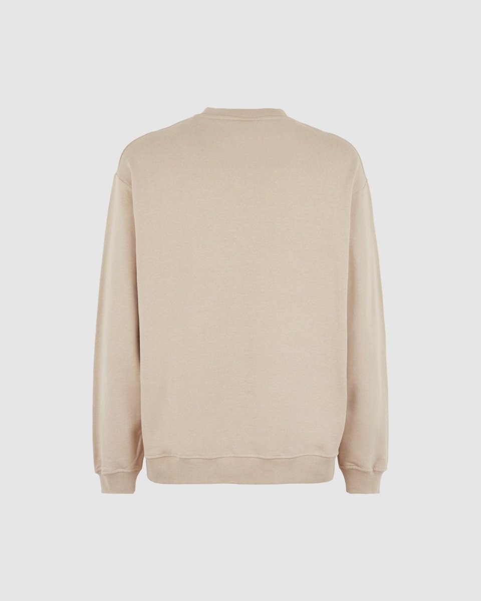 Vision Of Super LIGHT BROWN CREWNECK WITH EMBROIDERED FLAMING HEART Vendita Calda