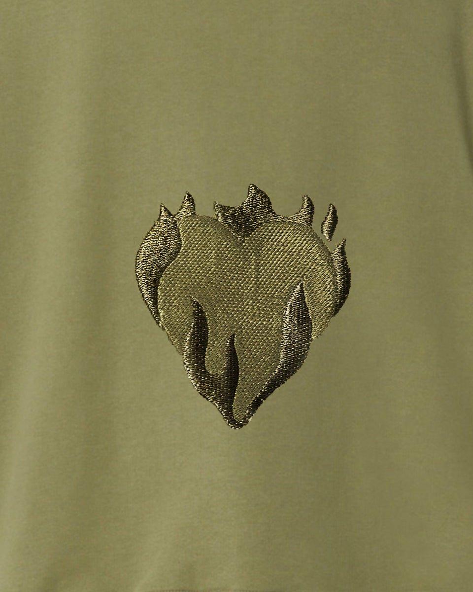 Vision Of Super GREEN CREWNECK WITH EMBROIDERED FLAMING HEART I Più Venduti