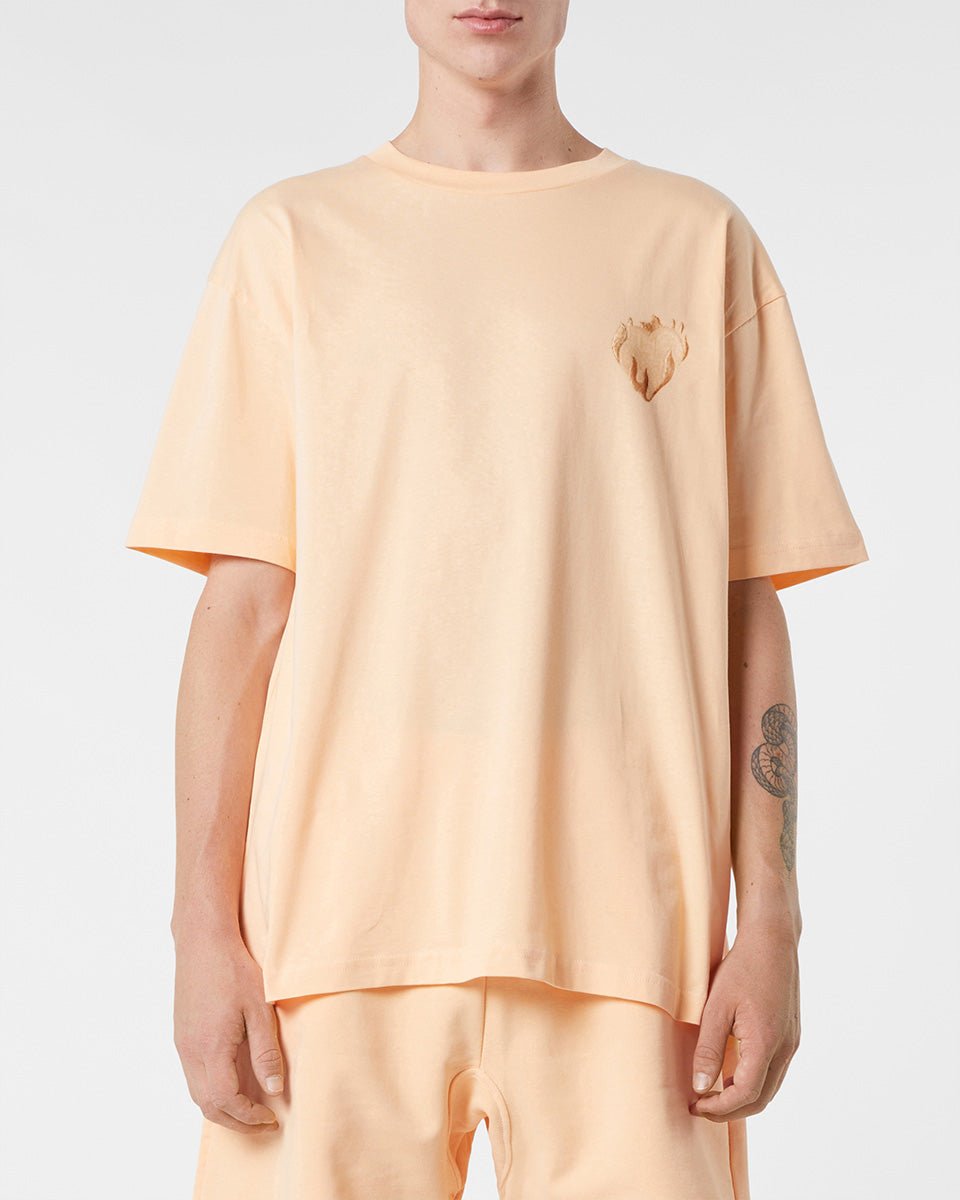 Vision Of Super PEACH T-SHIRT WITH EMBROIDERED FLAMING HEART Italia