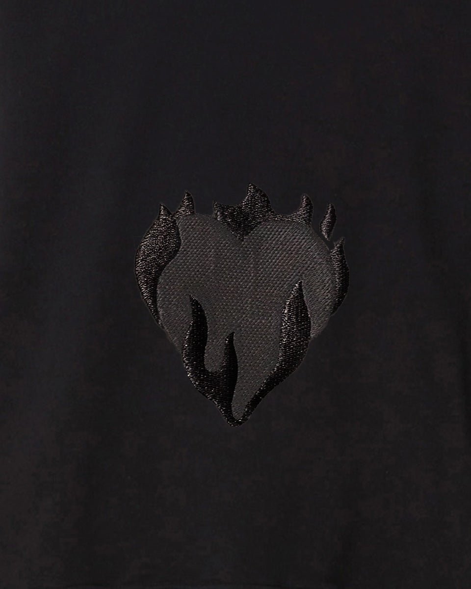 Vision Of Super BLACK CREWNECK WITH EMBROIDERED FLAMING HEART In Linea