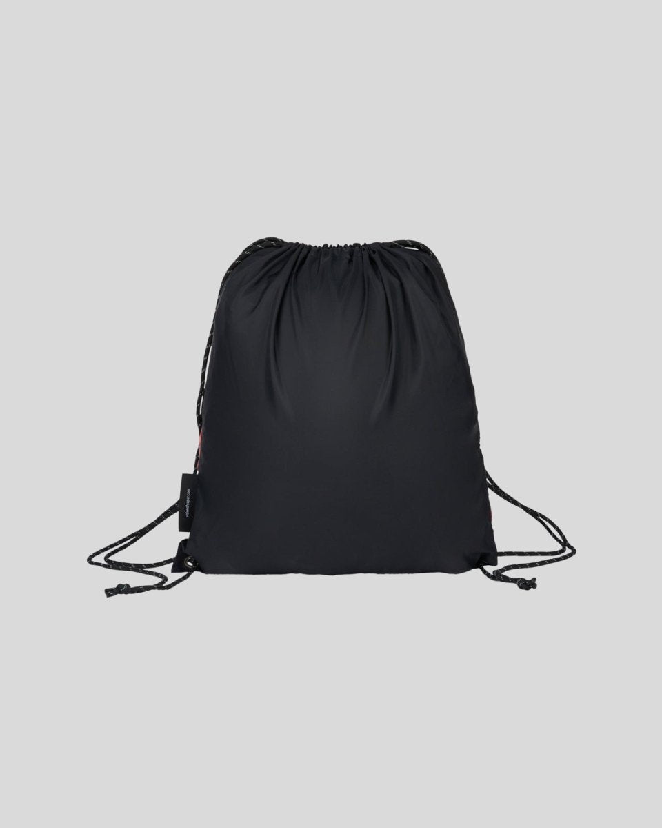 Vision Of Super BLACK DRAWSTRING BACKPACK WITH TRIPLE FLAMES AND LOGO PRINT Nuovo