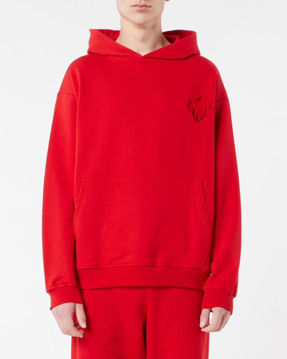 Vision Of Super RED HOODIE WITH EMBROIDERED FLAMING HEART Shopping Online