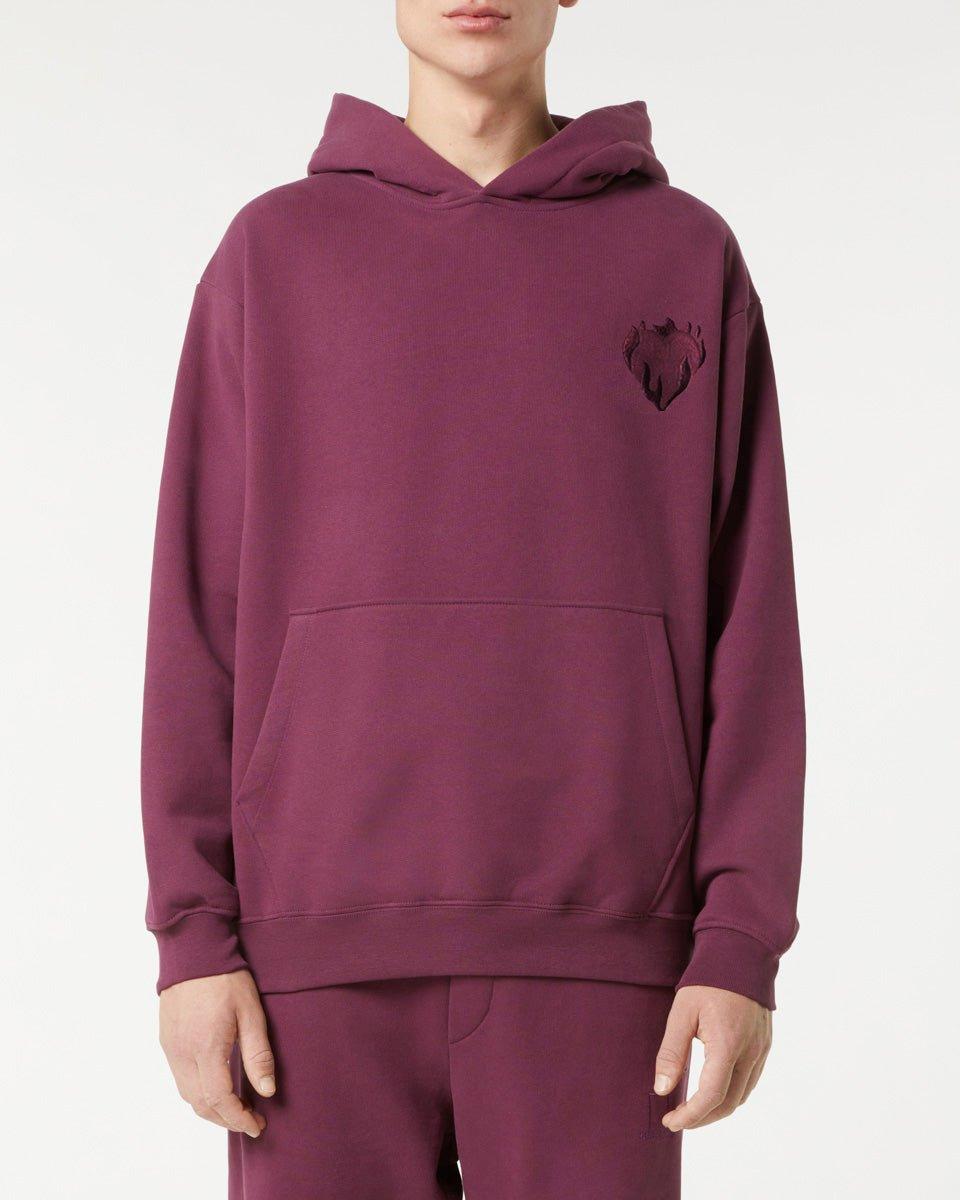 Vision Of Super GRAPE WINE HOODIE WITH EMBROIDERED FLAMING HEART Presa