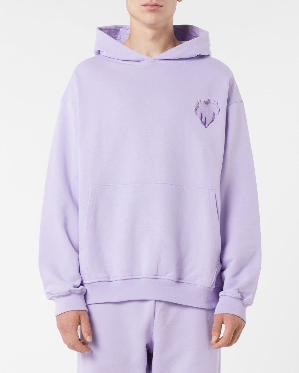 Vision Of Super LILAC HOODIE WITH EMBROIDERED FLAMING HEART Online