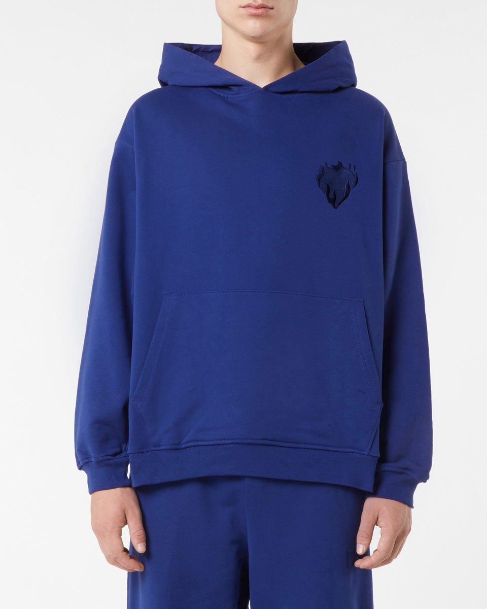Vision Of Super BLUE HOODIE WITH EMBROIDERED FLAMING HEART Negozio