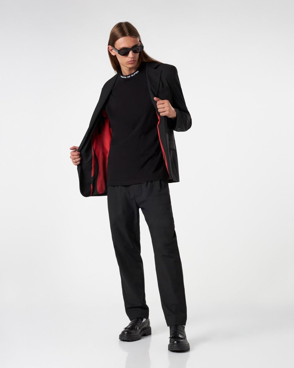 Vision Of Super BLACK BLAZER WITH INTERNAL FLAMES Moda