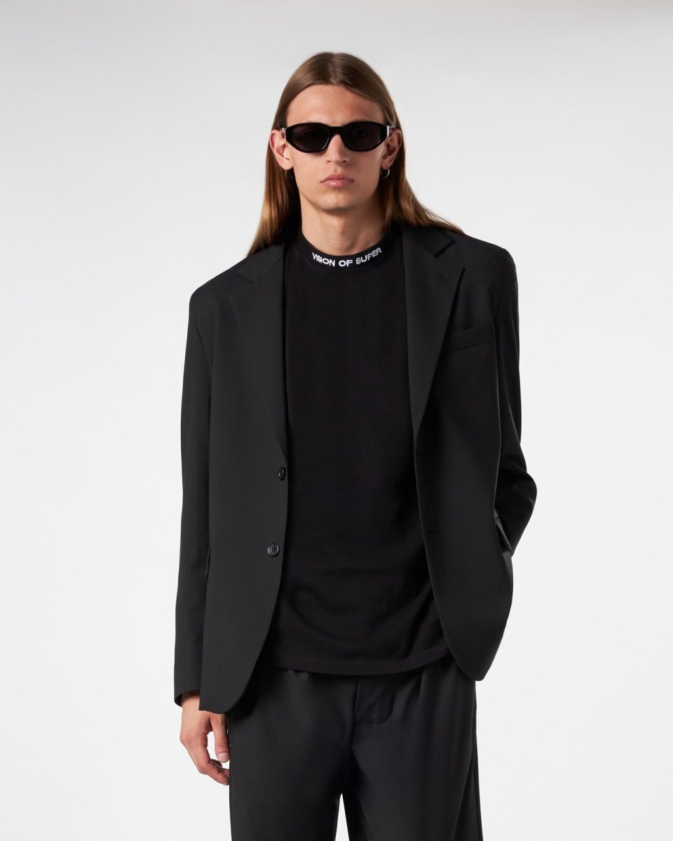 Vision Of Super BLACK BLAZER WITH INTERNAL FLAMES Moda