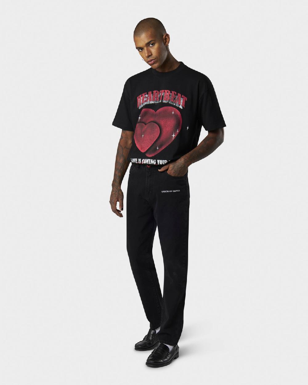 Vision Of Super BLACK DENIM WITH WHITE EMBROIDERED LOGO ON FRONT 2025