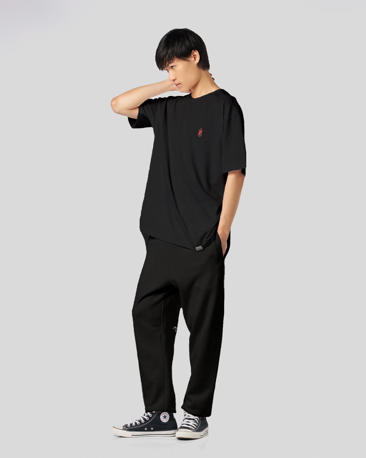 Vision Of Super BLACK PANTS WITH FLAMES LOGO Pezzi Unici