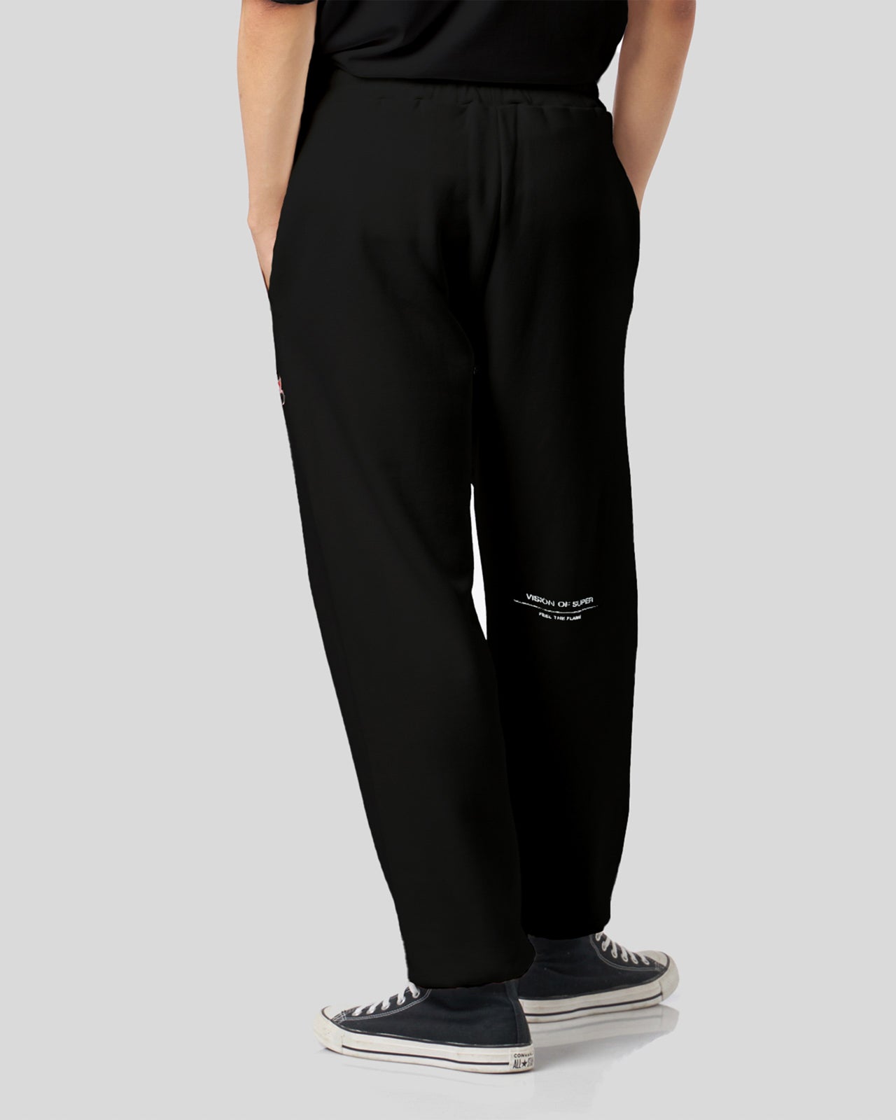 Vision Of Super BLACK PANTS WITH FLAMES LOGO Pezzi Unici