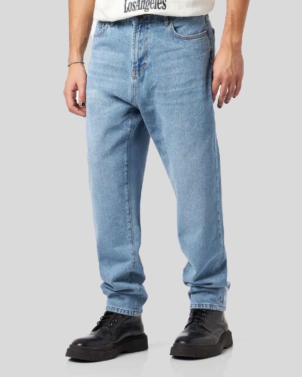 Vision Of Super BLUE DENIM JEANS WITH PRINTED FLAMES AND LOGO Soddisfazione Garantita