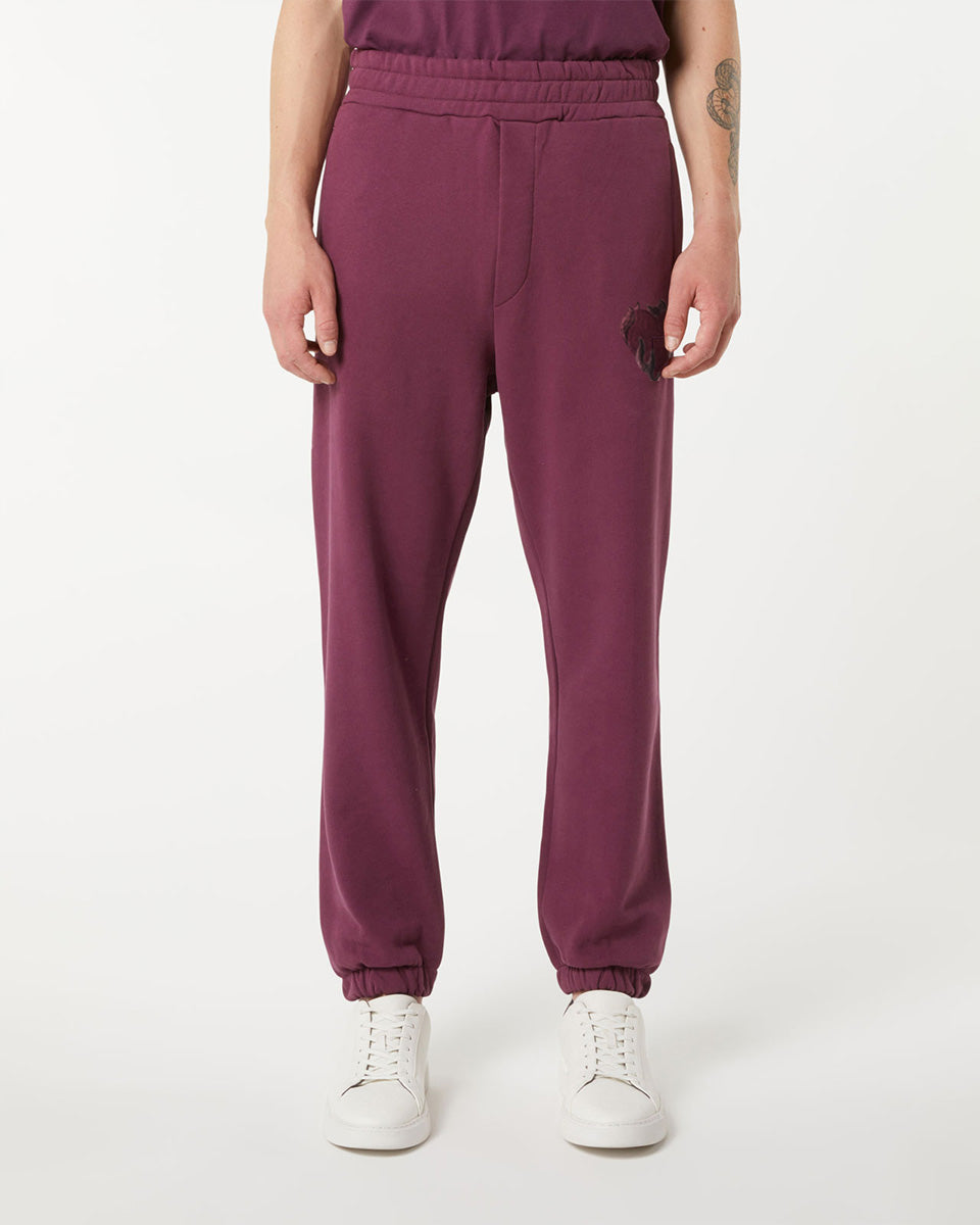 Vision Of Super GRAPE WINE PANTS WITH EMBROIDERED FLAMING HEART Acquista Ora