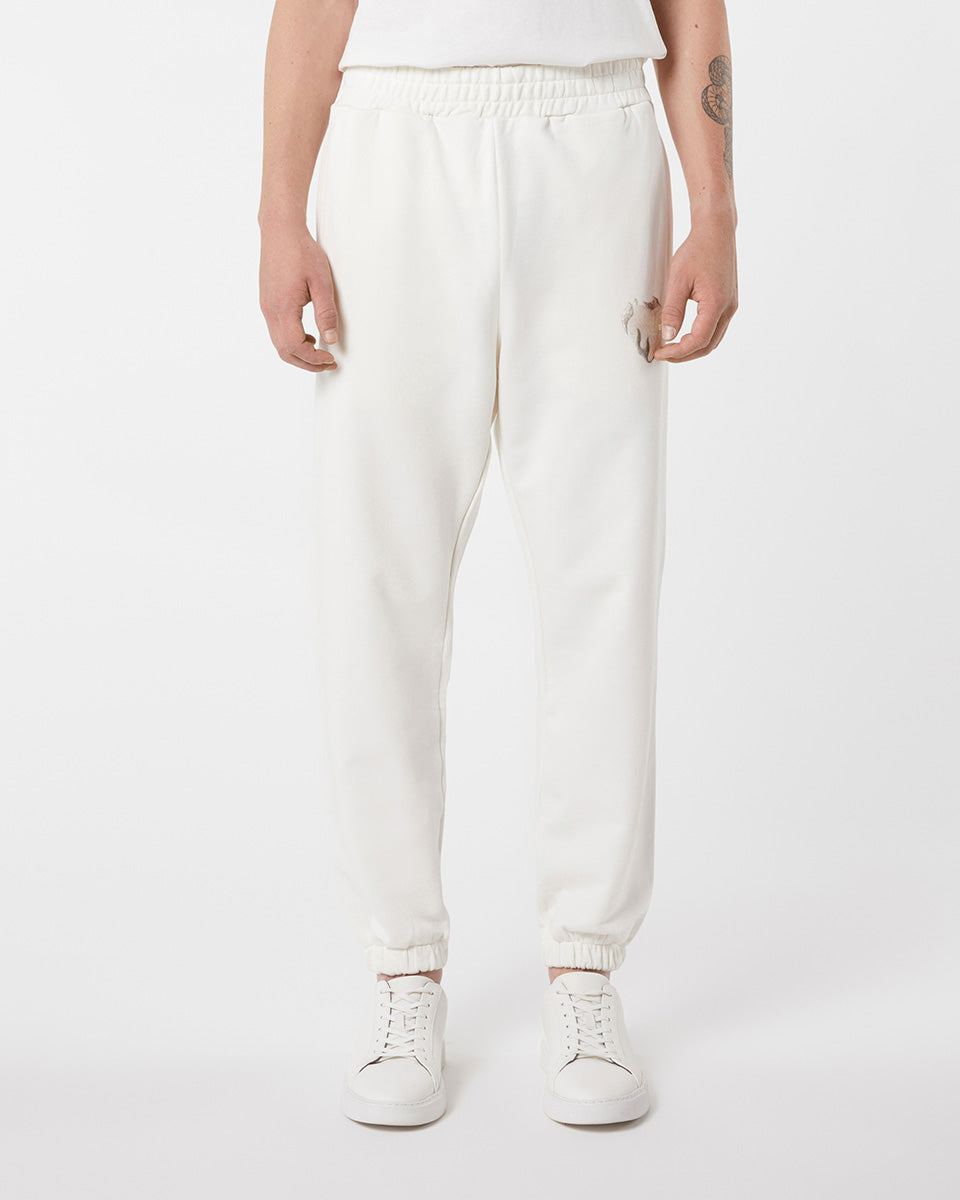 Vision Of Super OFF WHITE PANTS WITH EMBROIDERED FLAMING HEART Fino Al -60%