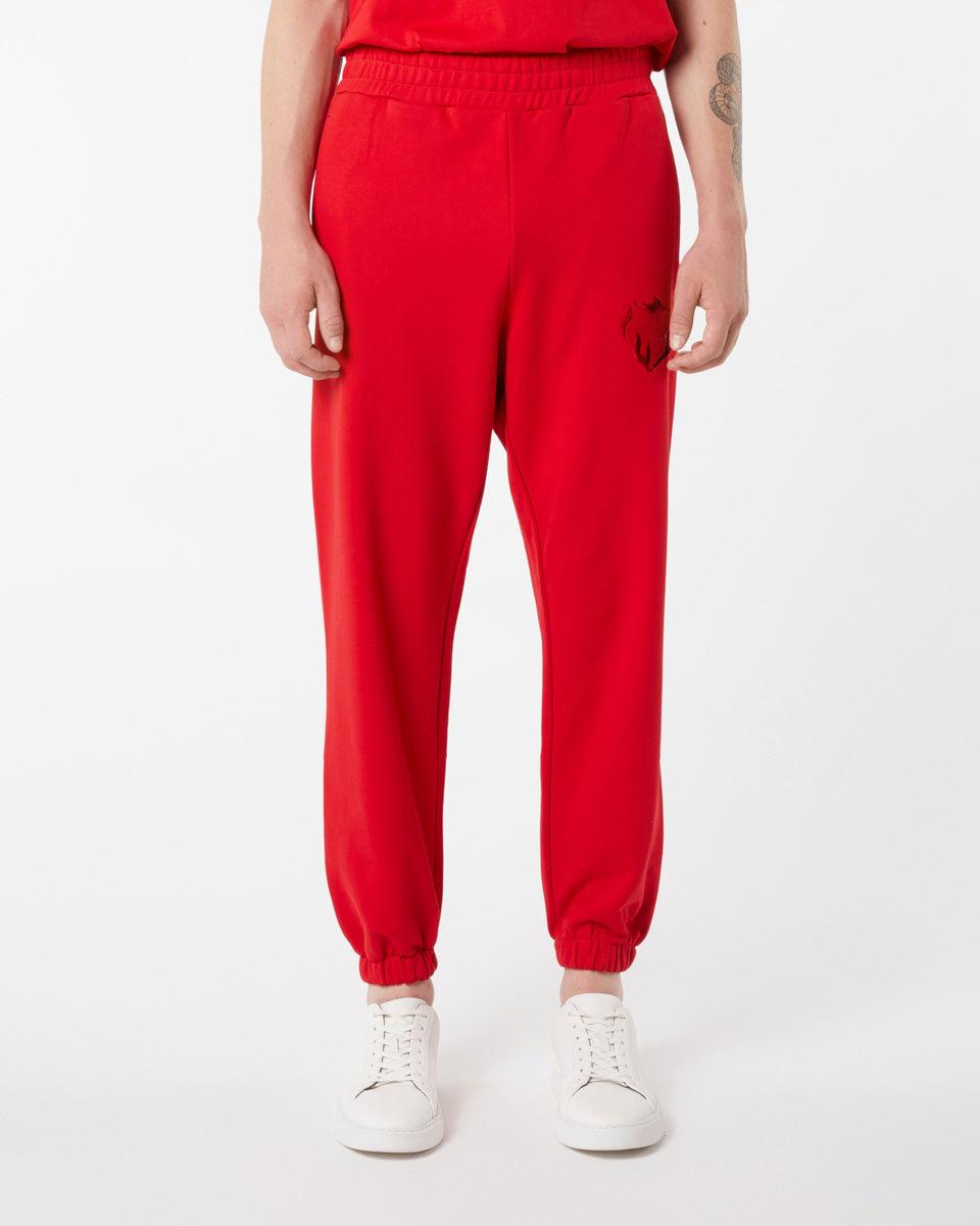 Vision Of Super RED PANTS WITH EMBROIDERED FLAMING HEART Shopping Online