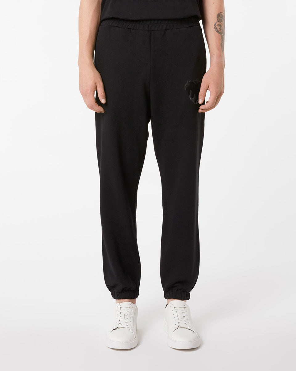 Vision Of Super BLACK PANTS WITH EMBROIDERED FLAMING HEART Novità