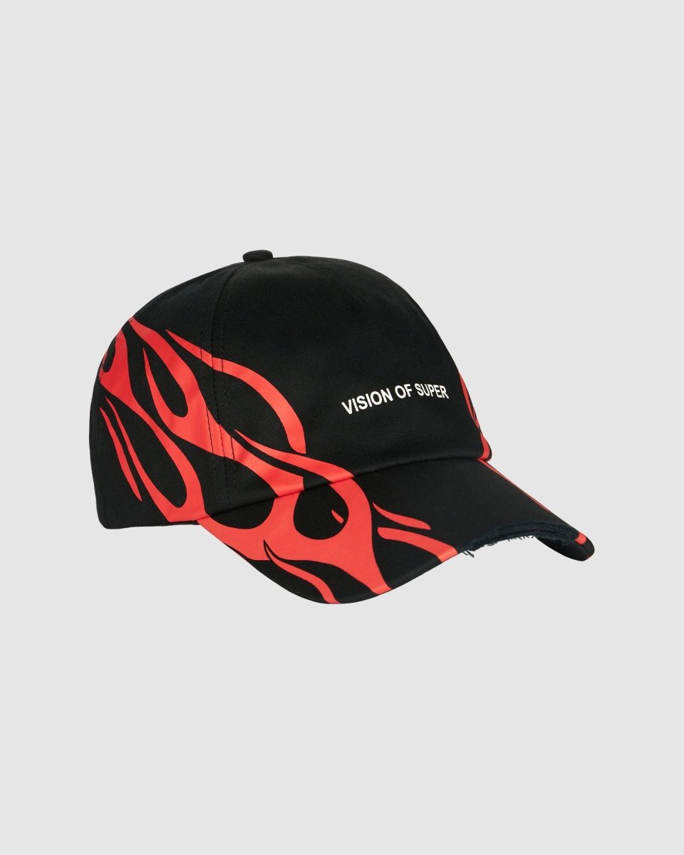 Vision Of Super BLACK CAP WITH RED TRIBAL PRINT Offerta