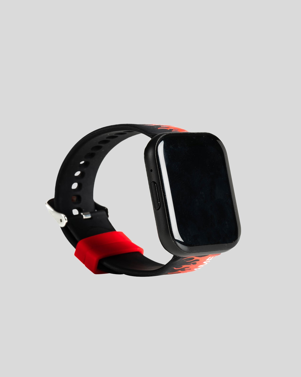 Vision Of Super BLACK SMARTWATCH WITH RED FLAMES AND WHITE LOGO Saldi