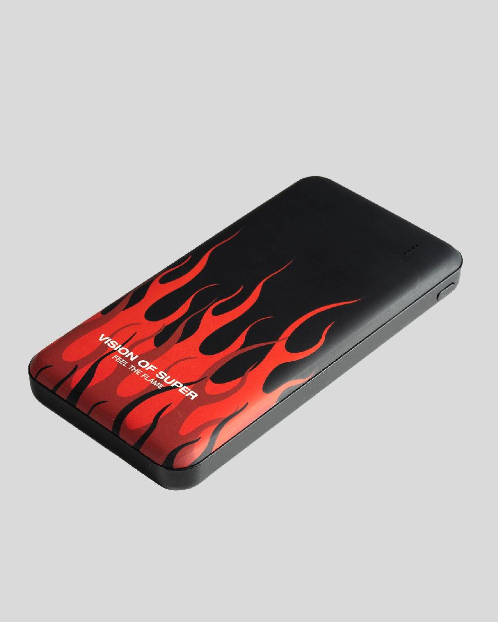 Vision Of Super BLACK POWERBANK WITH RED FLAMES AND WHITE LOGO Hotsell