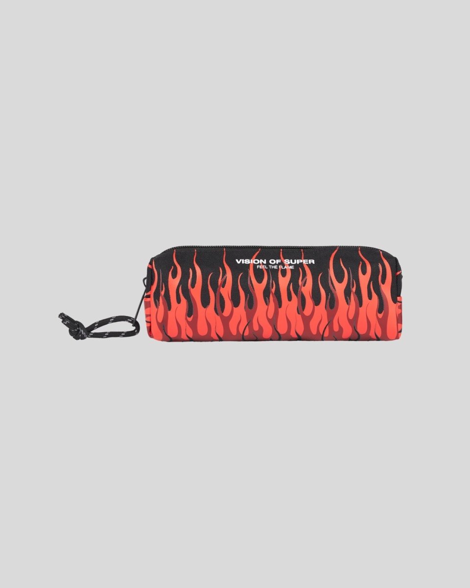 Vision Of Super BLACK PENCIL CASE WITH TRIPLE FLAMES AND LOGO I Più Venduti