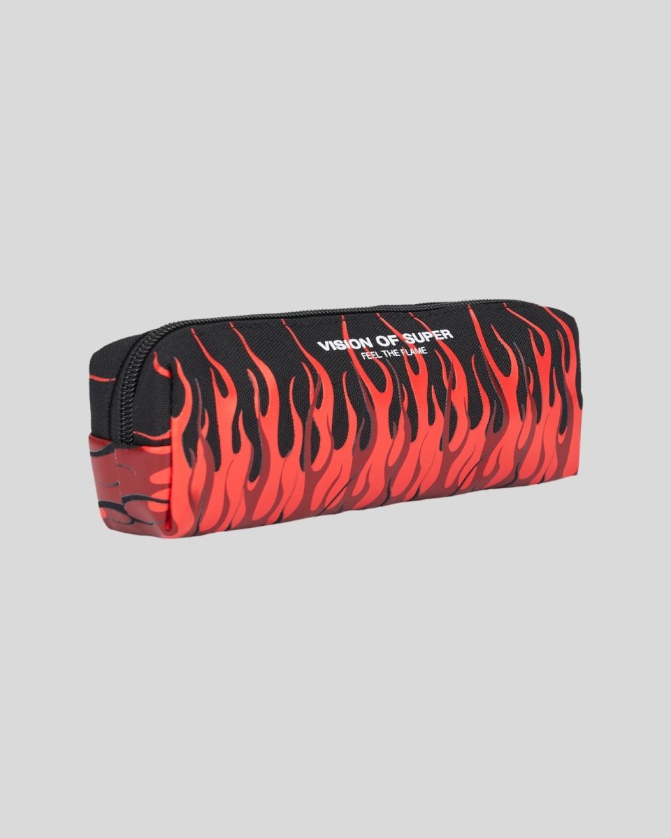 Vision Of Super BLACK PENCIL CASE WITH TRIPLE FLAMES AND LOGO I Più Venduti