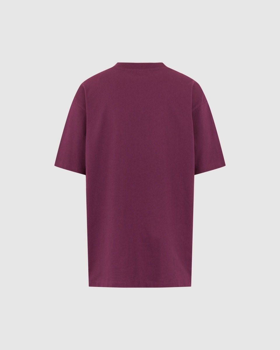 Vision Of Super GRAPE WINE T-SHIRT WITH EMBROIDERED FLAMING HEART In Saldo