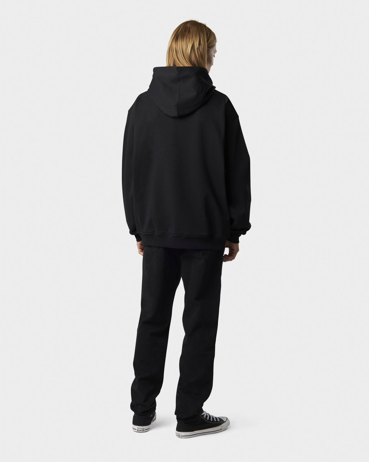 Vision Of Super BLACK HOODIE WITH HEARTBEAT PRINT ON FRONT AND METAL LABEL AND BUTTON Qualità