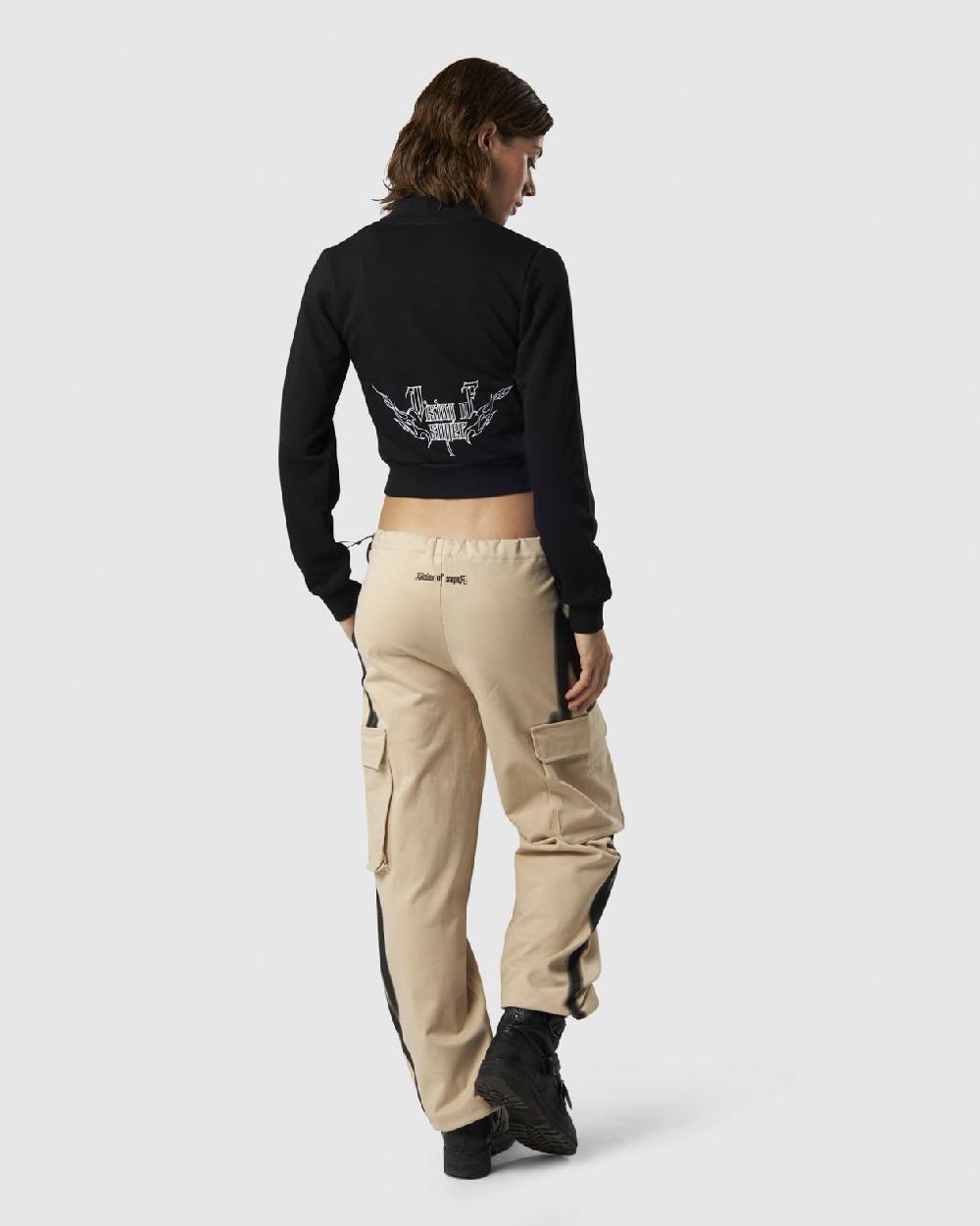 Vision Of Super BLACK LONGSLEEVE ZIP WITH EMBROIDERED LOGO ON FRONT AND EMBROIDERED TRIBAL GRAPHIC ON BACK Pezzi Unici