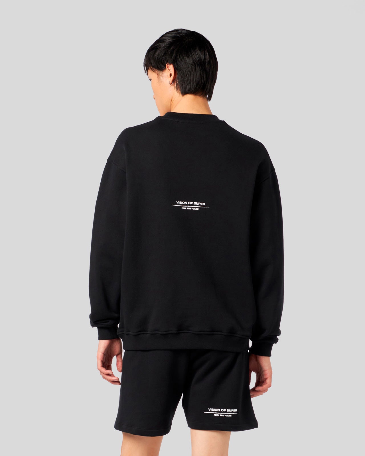 Vision Of Super BLACK CREWNECK WITH FLAMES LOGO Consegna Veloce