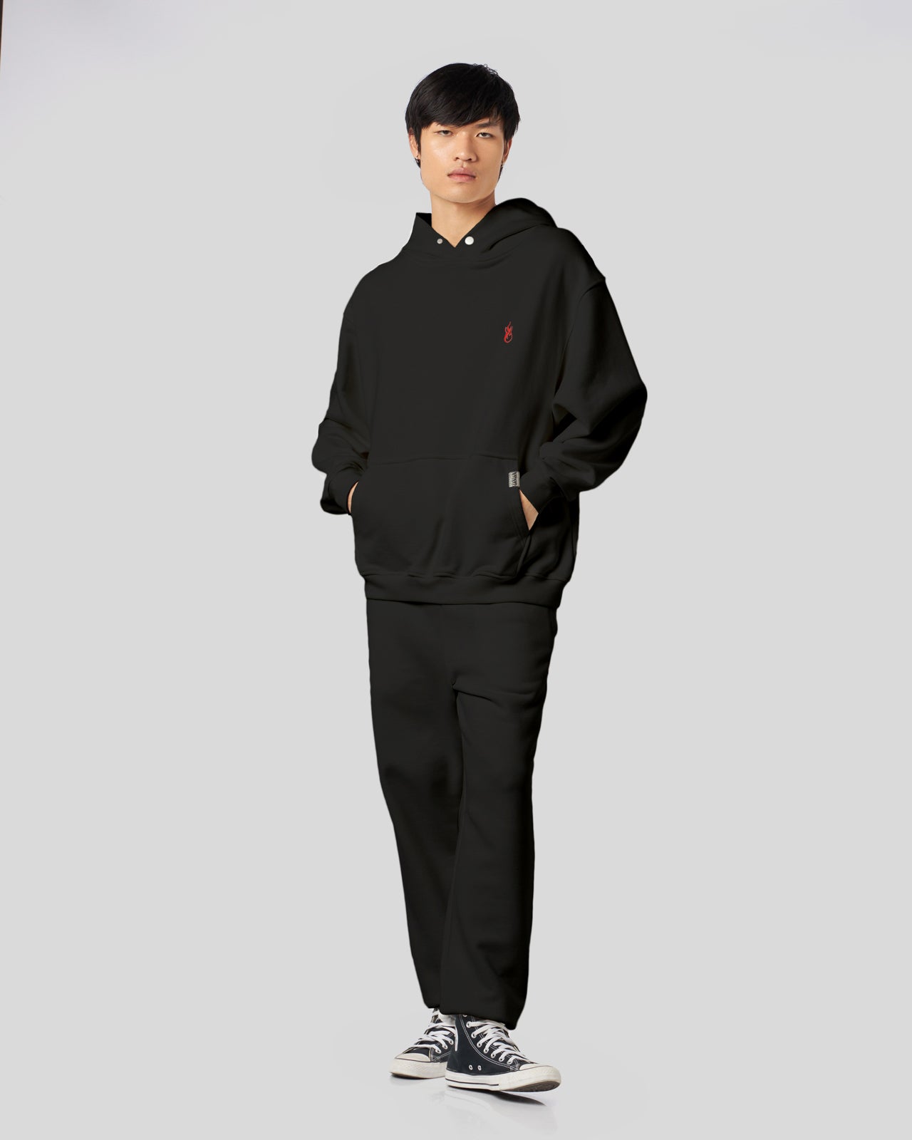 Vision Of Super BLACK HOODIE WITH FLAMES LOGO Qualità Garantita
