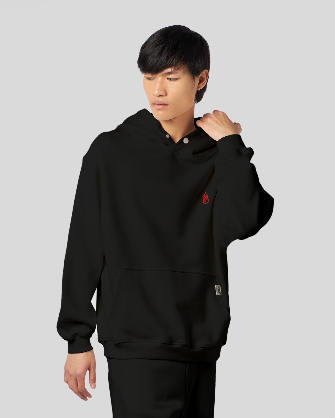 Vision Of Super BLACK HOODIE WITH FLAMES LOGO Qualità Garantita