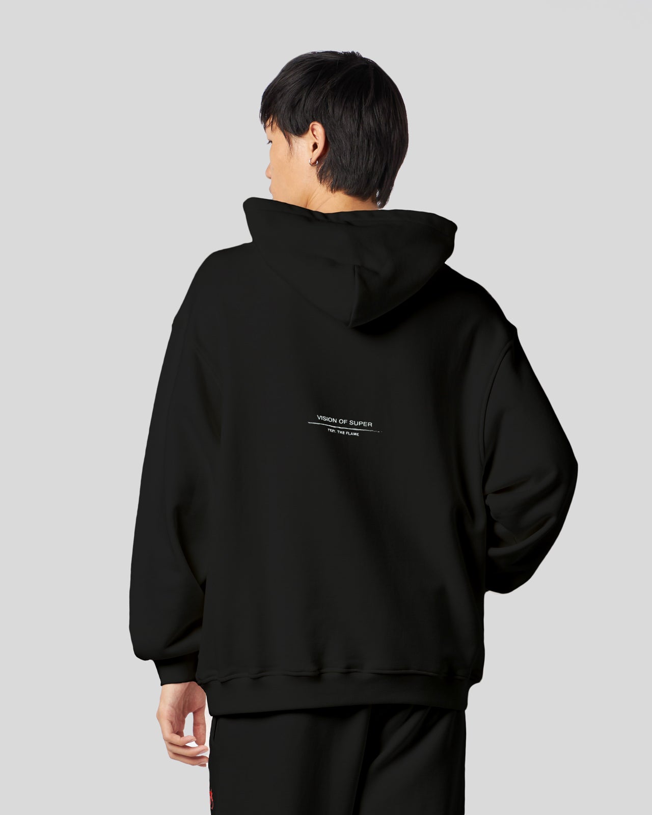 Vision Of Super BLACK HOODIE WITH FLAMES LOGO Qualità Garantita
