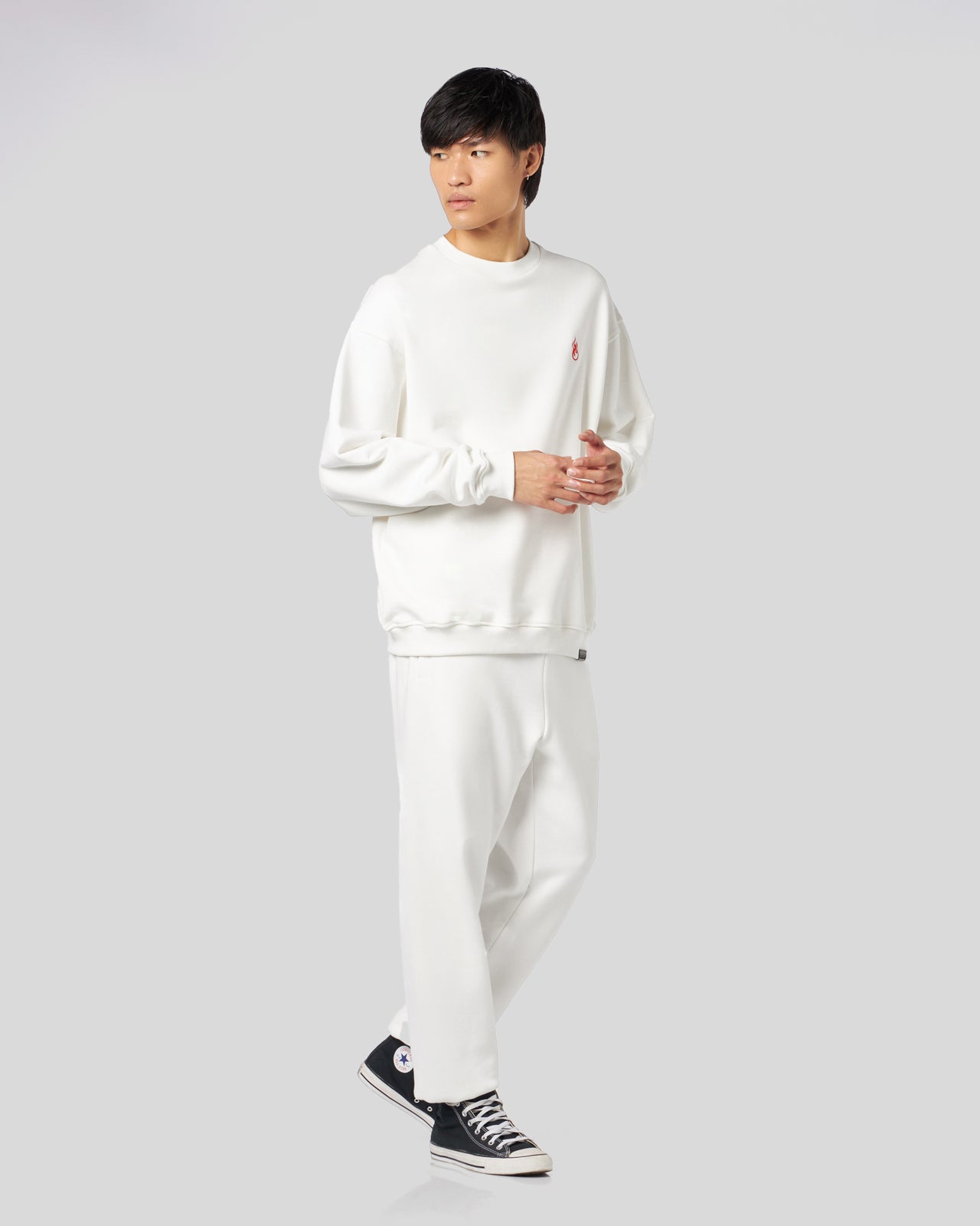 Vision Of Super WHITE CREWNECK WITH FLAMES LOGO Negozi Online