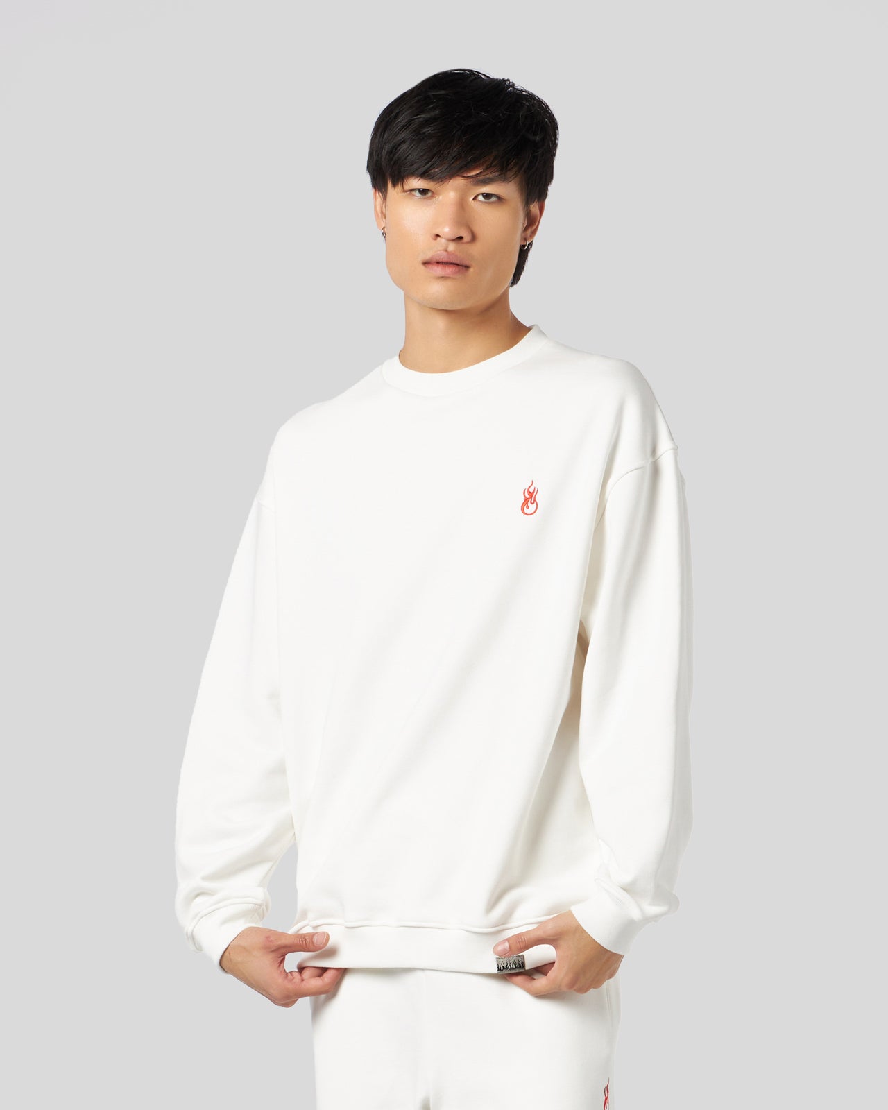 Vision Of Super WHITE CREWNECK WITH FLAMES LOGO Negozi Online
