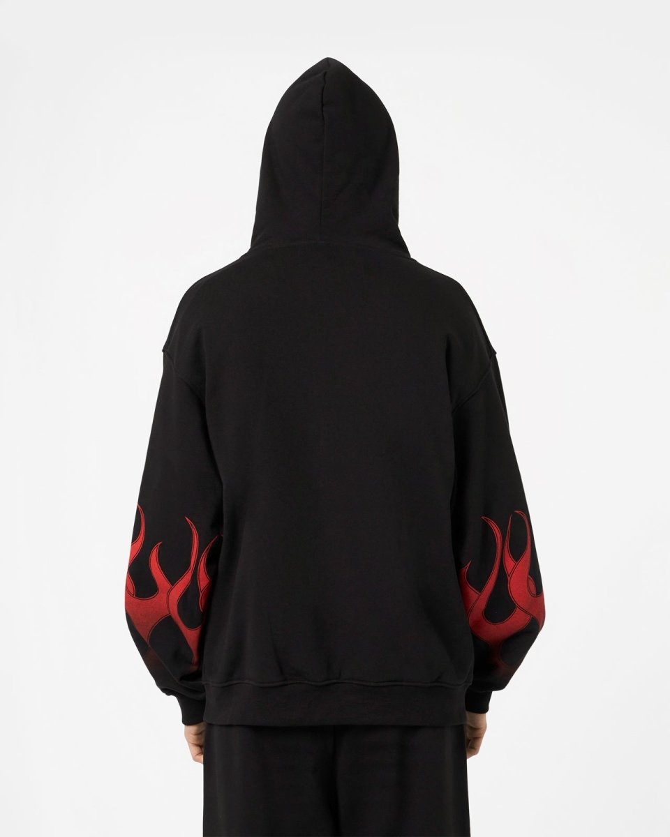 Vision Of Super BLACK HOODIE WITH RED FLAMES Sconto