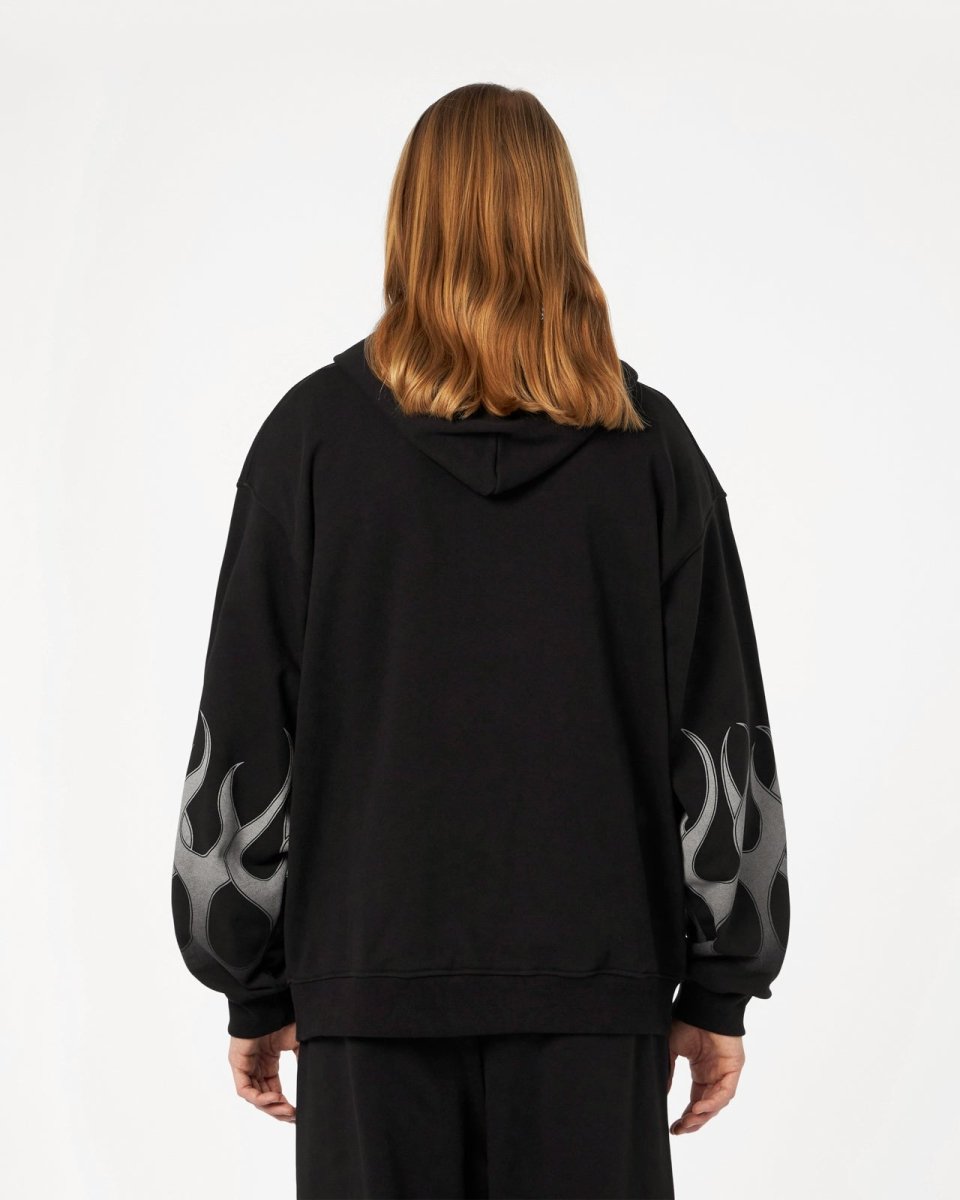 Vision Of Super BLACK HOODIE WITH GREY FLAMES Offerta