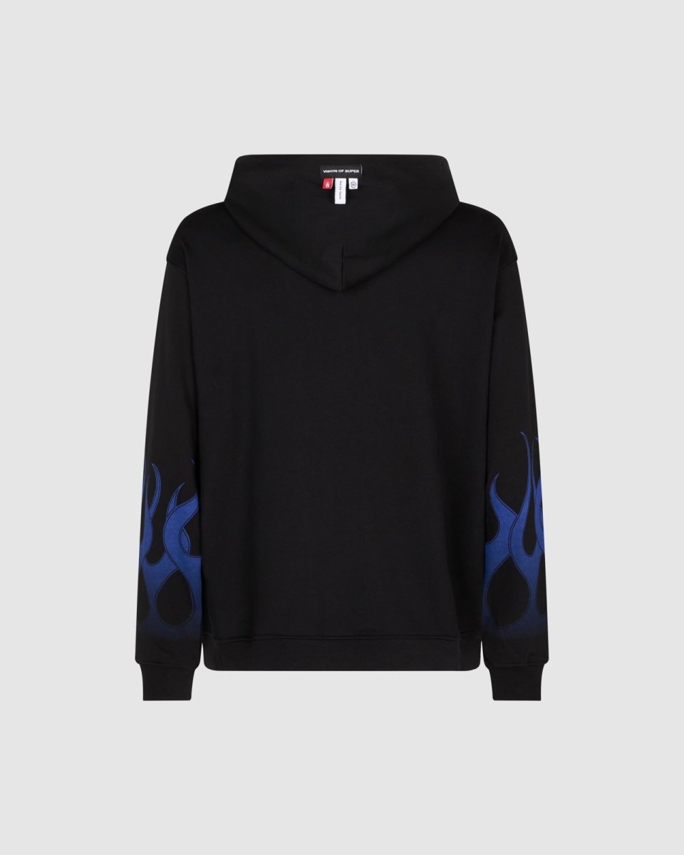 Vision Of Super BLACK HOODIE WITH BLUE FLAMES Economico
