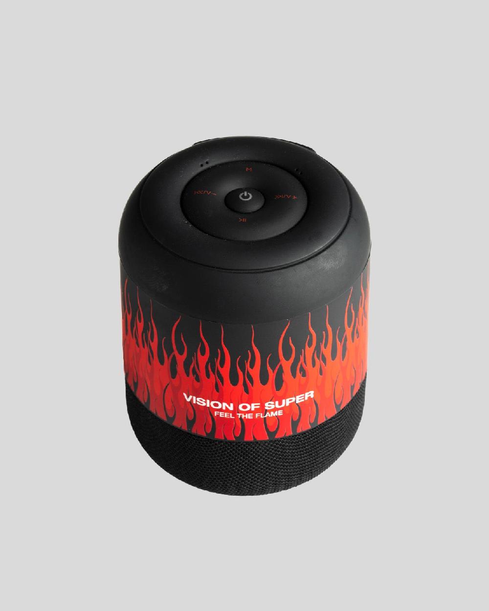 Vision Of Super BLACK SPEAKER WITH RED FLAMES AND WHITE LOGO 2025