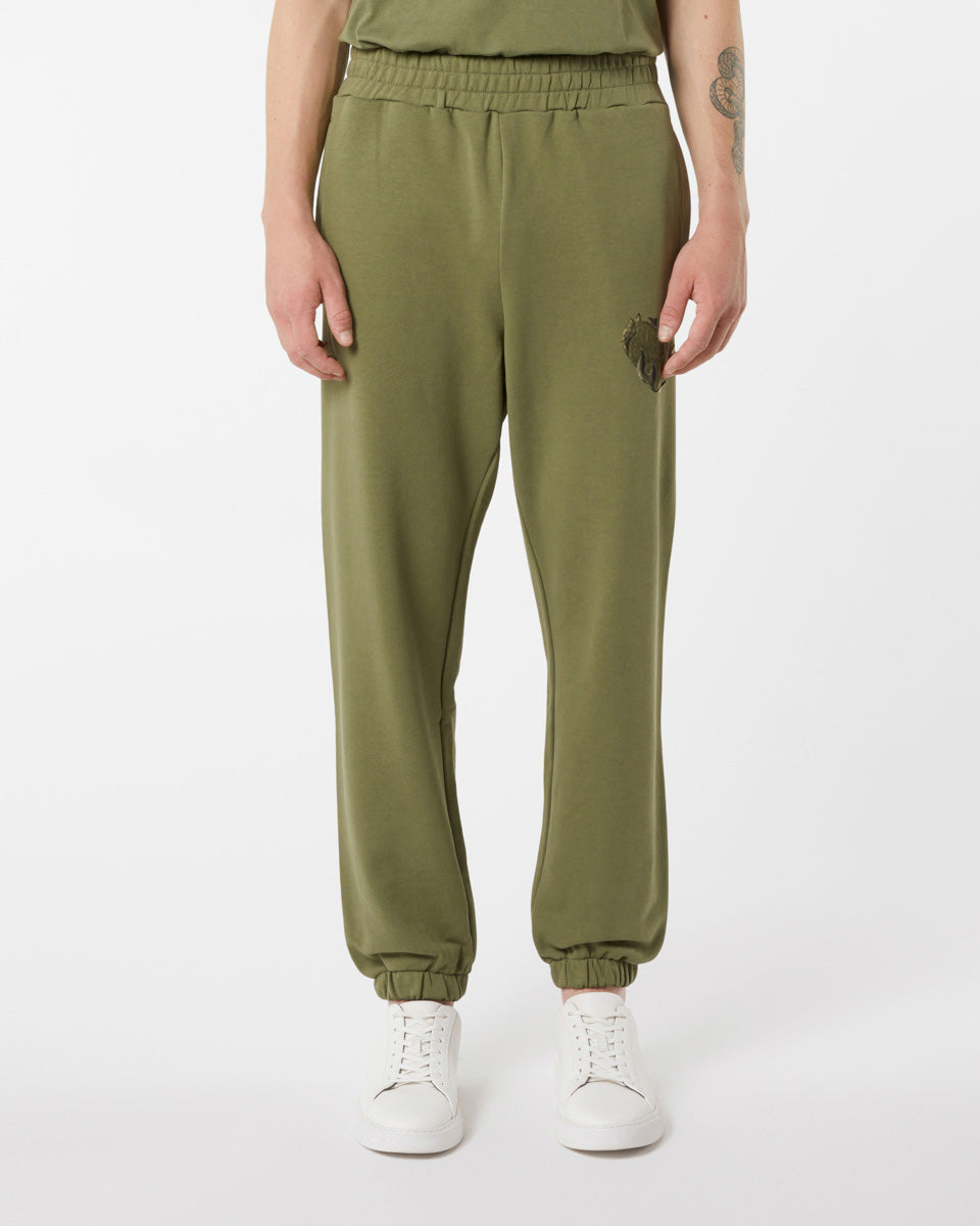 Vision Of Super GREEN PANTS WITH EMBROIDERED FLAMING HEART Vendita Economica