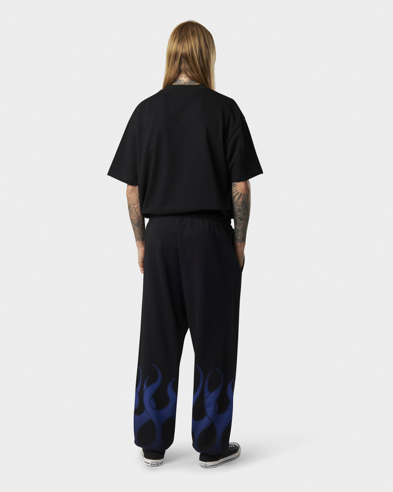 Vision Of Super BLACK PANTS WITH BLUE FLAMES I Più Venduti