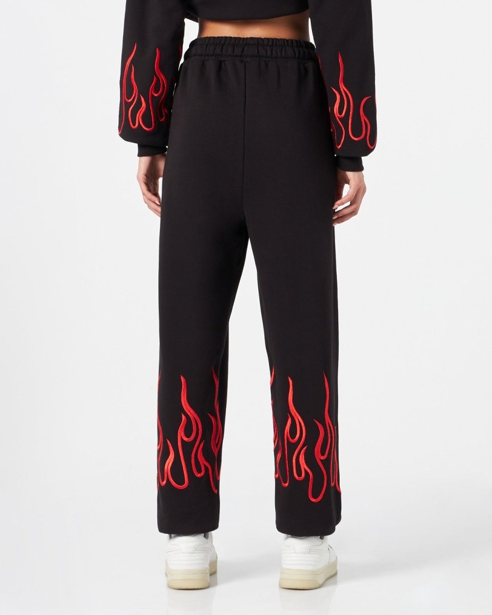 Vision Of Super BLACK WOMAN PANTS WITH RED FLAMES Italy