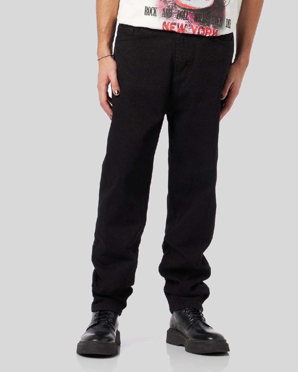 Vision Of Super BLACK DENIM JEANS WITH PRINTED FLAMES AND LOGO 2025