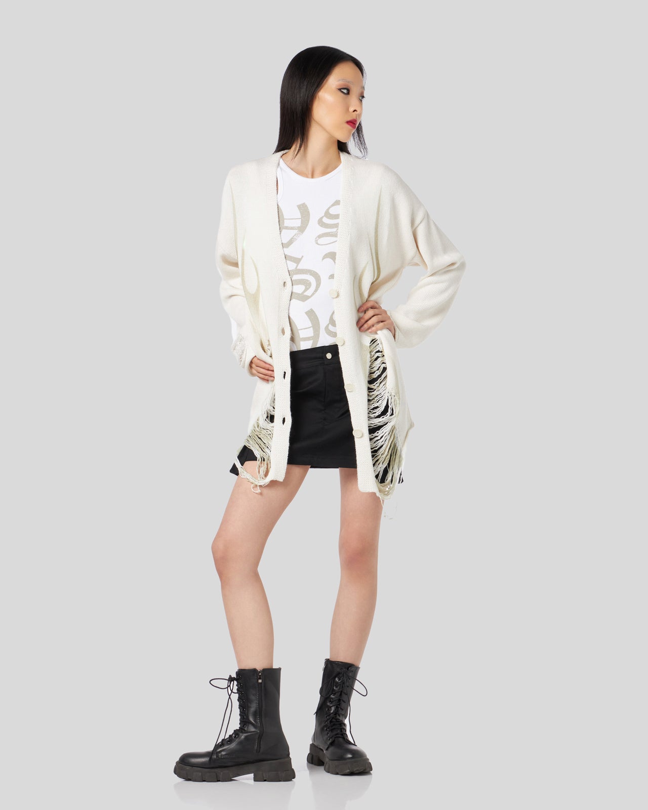 Vision Of Super SAND CARDIGAN WITH PRINTED TRIBAL FLAMES In Linea