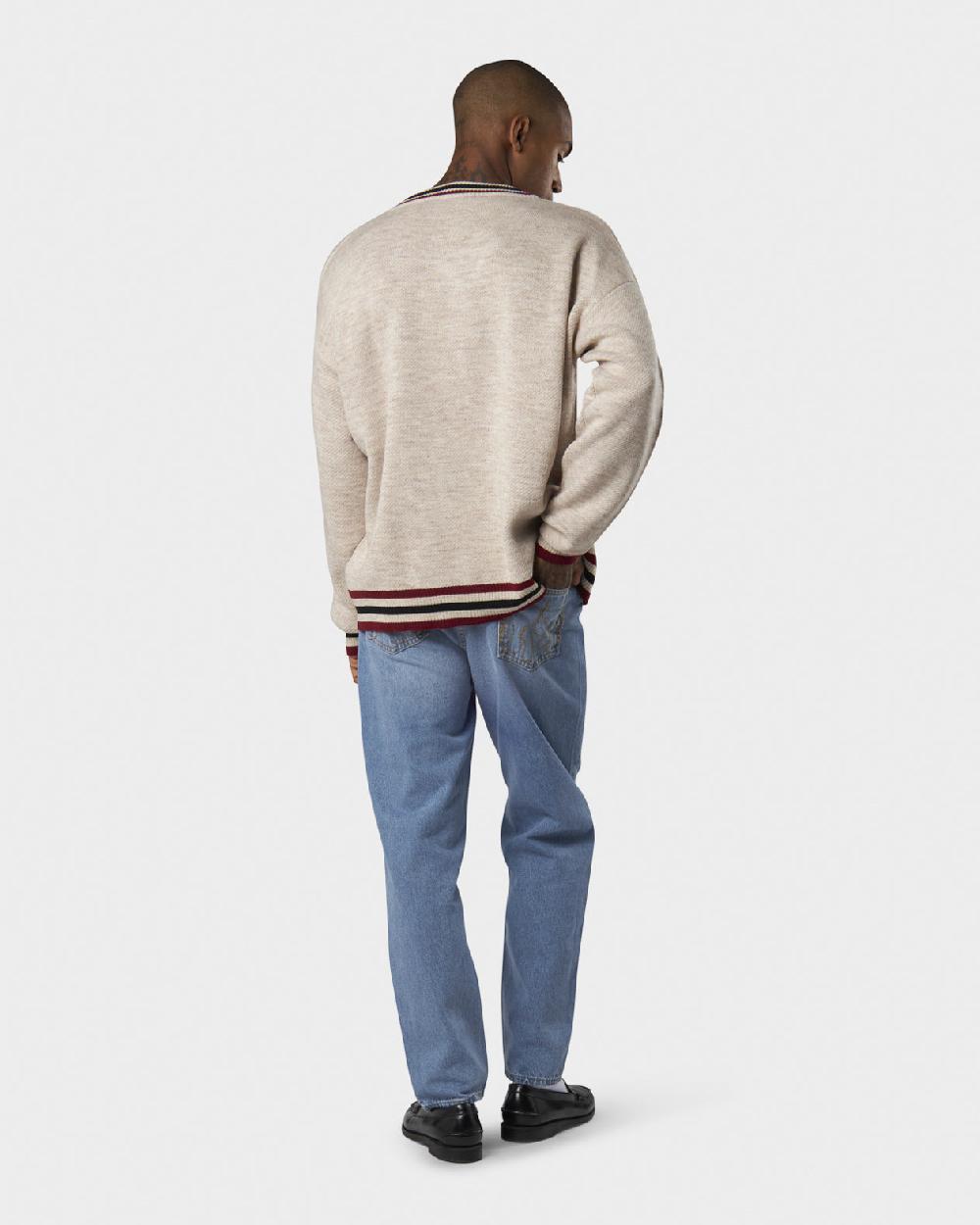 Vision Of Super SAND COLLEGE JUMPER WITH RED JACQUARD VOS HEART Qualità