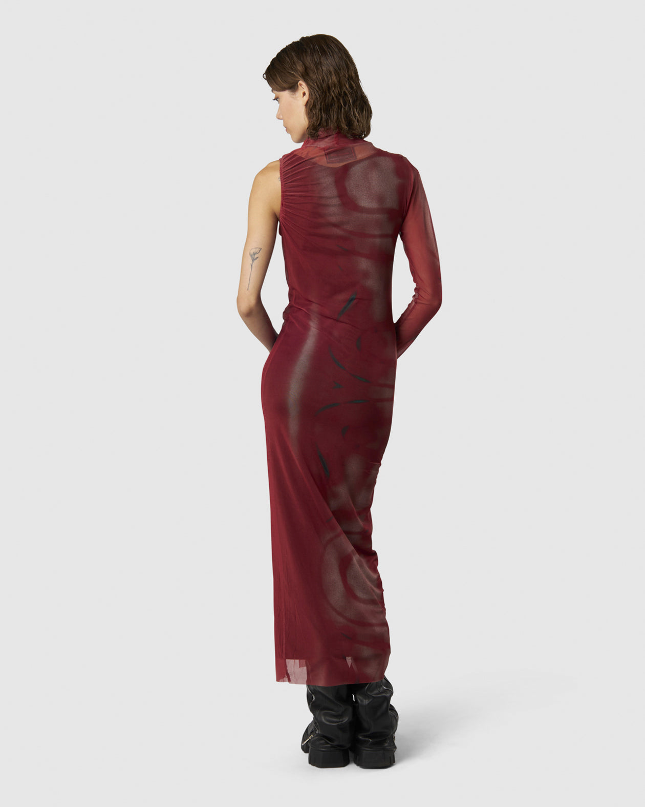 Vision Of Super ASYMMETRICAL LONG DRESS WITH RED GOTHIC GRAPHIC Spedizione Gratuita