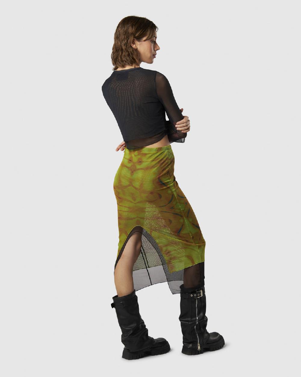 Vision Of Super MIDI SKIRT WITH YELLOW TRIBAL GRAPHIC Pezzi Unici